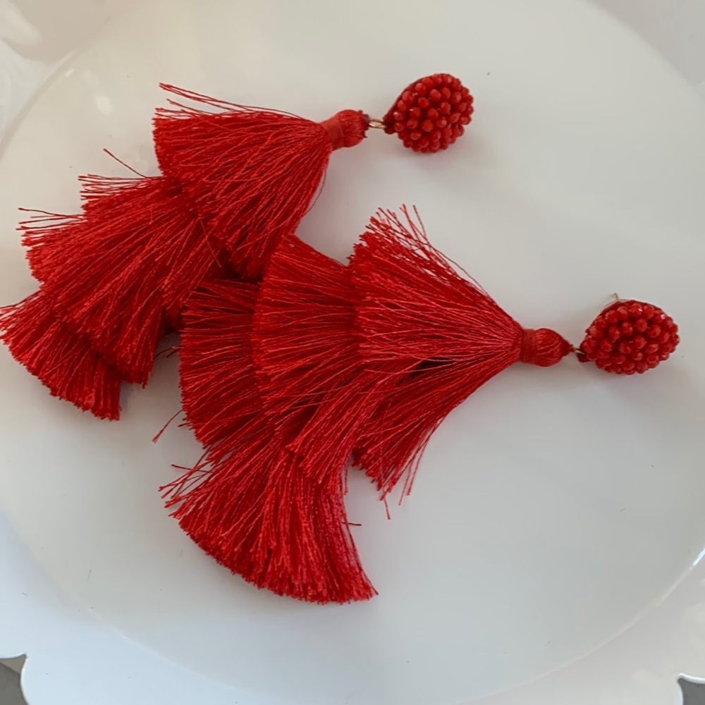 Red tassel earrings